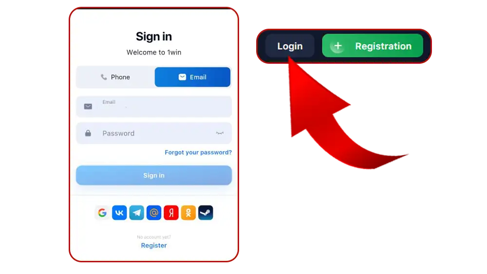 1win Aviator login process